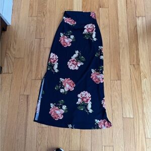 Agnes & Dora Navy Floral Maxi Skirt